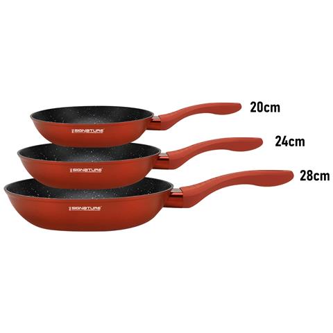 Set Di 3 Padelle 20/24/28 Cm Con Rivestimento Minerale Antiaderente, Rosso - Foto 5