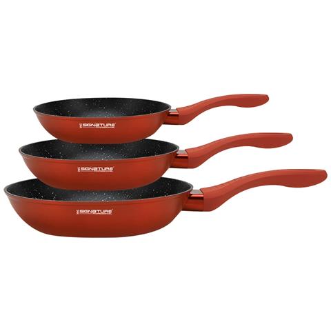 Set Di 3 Padelle 20/24/28 Cm Con Rivestimento Minerale Antiaderente, Rosso - Foto 1