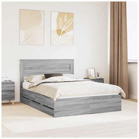 Struttura del letto con cassetto Grigio Sonoma 160 x 200 cm - Foto 2