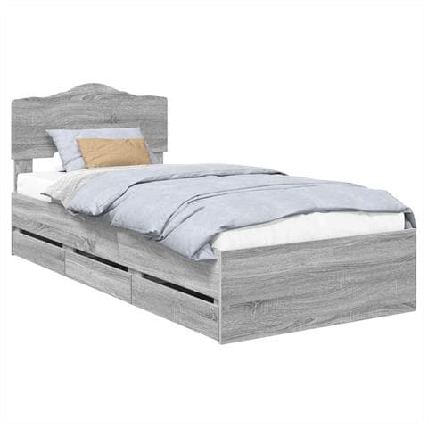 Struttura del letto con cassetto Grigio Sonoma 75 x 190 cm - Foto 1