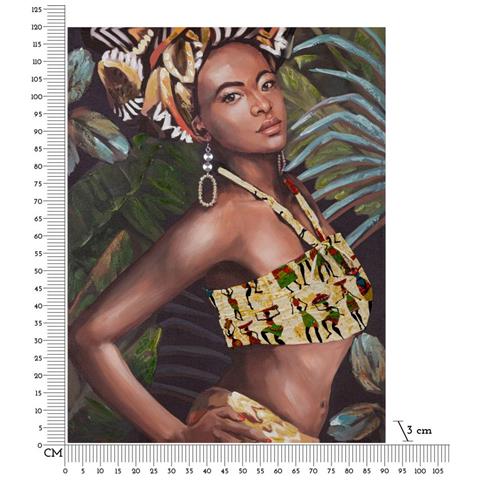 Dipinto Su Tela Kelly B, Figura Femminile Tropicale Con Top Etnico - Foto 6