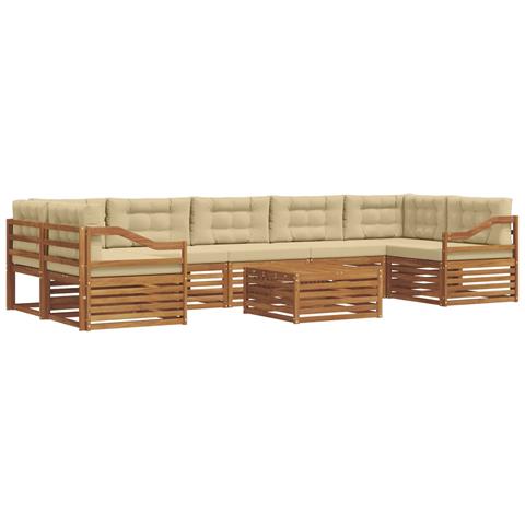Set di divani da esterno con cuscino 8 pcs Naturale e Beige - Foto 1