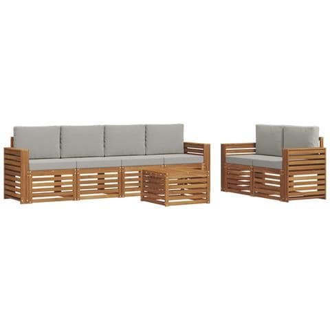 Set divani con cuscino 7 pcs Grigio Naturale e Chiaro - Foto 1