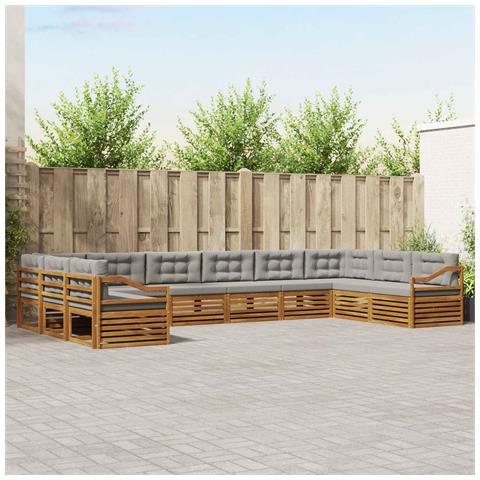 Set divani con cuscino 10 pcs Grigio Naturale e Chiaro - Foto 2