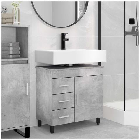 Mobiletto da bagno Grigio Cemento 60 x 35 x 60 cm - Foto 2