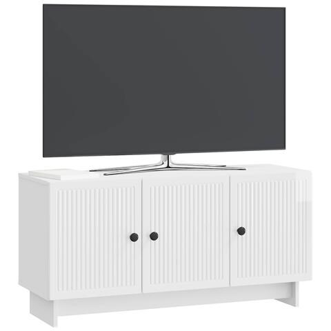 Mobile TV Bianco Lucido 99 x 34,5 x 50 cm Legno ingegnerizzato - Foto 2