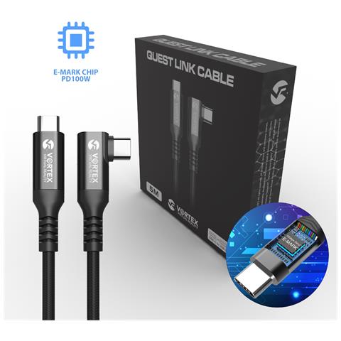 Cavo Vortexvr Da 5 M Da Usb-c A Usb-c | 10 Gbps + Ricarica Rapida Pd100w | Meta Quest Link / Oculus Link / Steamvr - Foto 1