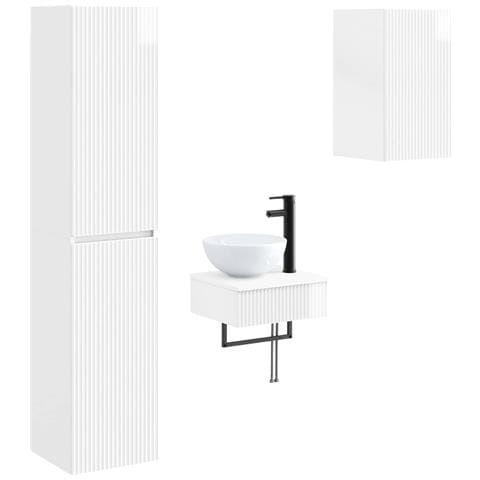 Set di mobili per il bagno 3 pz Bianco Lucido - Foto 1