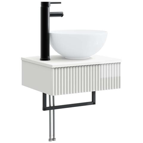 Set di mobili per il bagno 3 pz Bianco Lucido - Foto 10