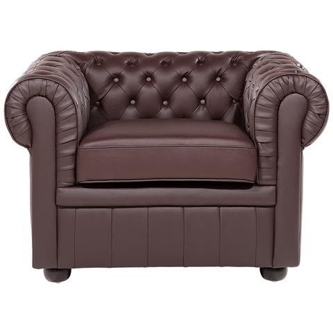 Poltrona Vintage In Pelle Marrone Chesterfield - Foto 31