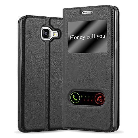 Custodia Compatibile Con Samsung Galaxy A5 2016 In Nero Cometa - Coperchio Protettivo Con Chiusura Magnetica, Funzione Stand E 2 Finestre Di Visualizzazione - Foto 1