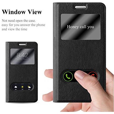 Custodia Compatibile Con Samsung Galaxy A5 2016 In Nero Cometa - Coperchio Protettivo Con Chiusura Magnetica, Funzione Stand E 2 Finestre Di Visualizzazione - Foto 2