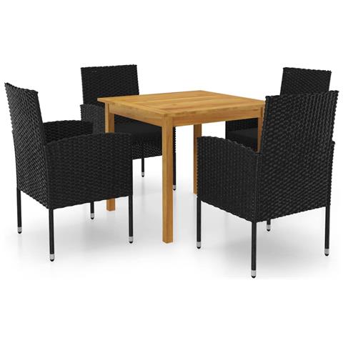 Set Mobili Da Pranzo Per Giardino 5 Pz Nero - Foto 1