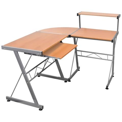 Scrivania Computer Angolo Marrone 132x112x99 Legno Multistrato - Foto 1