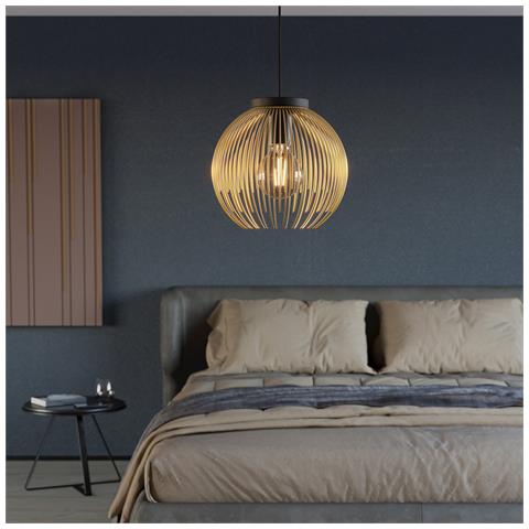 Lampadario Industrial Venezuela 1 Luce Acciaio Nero E Oro - Foto 1