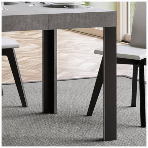 Tavolo Allungabile 80x120/204 Cm Linea Telaio Antracite - Cemento - Foto 6