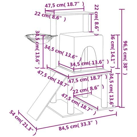 Albero Per Gatti Con Tiragraffi In Sisal Grigio Scuro 96,5 Cm - Foto 7