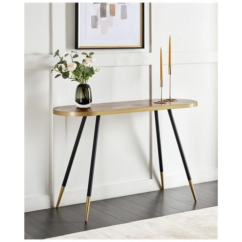 Tavolino Consolle Legno Scuro /oro Ramona - Foto 1