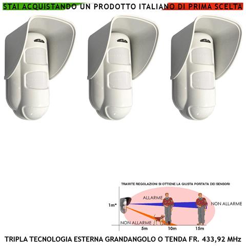 Sensore Magnetico Radio Fr. 433,92 Mhz Rilevatore Sismico Regolabile Tre Pezzi Bianchi Per Antifurto Ingresso Nc E Con - Foto 1