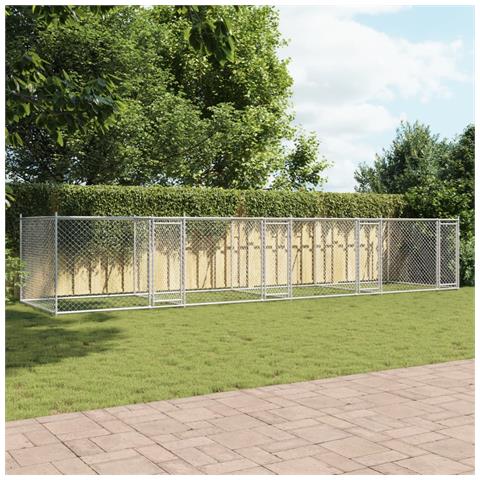Gabbia Per Cani Con Porte Grigia 8x2x1,5 M In Acciaio Zincato - Foto 2