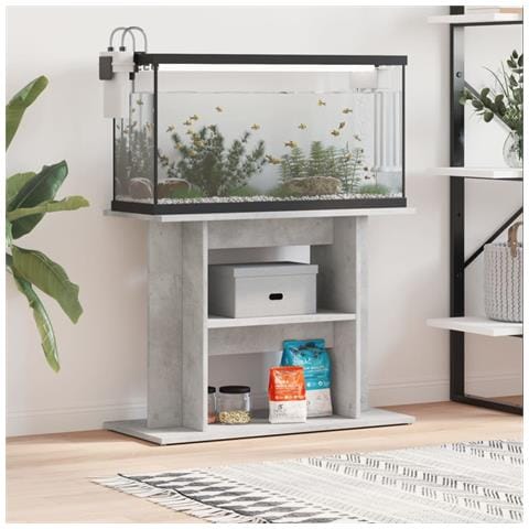 Supporto Acquario 80x35x60 cm Legno Multistrato Grigio Cemento - Foto 8