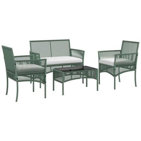 Set Da Giardino In Rattan Da 4 Pezzi Con 2 Poltroncine, Divano E Tavolino Da Caffè, Verde - Foto 1
