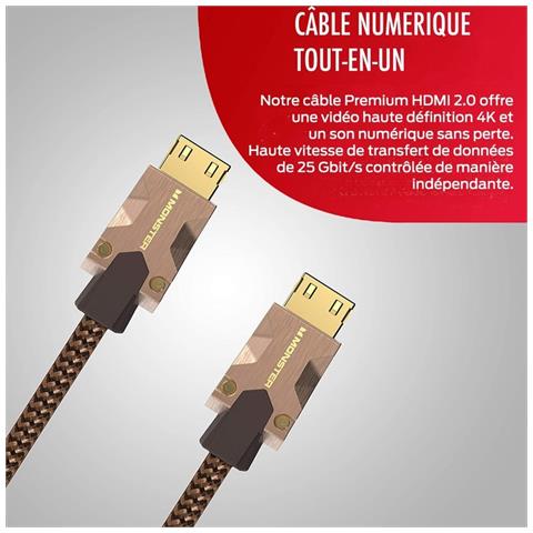 Cavo Hdmi M2000 Uhd 4k Hdr10+ 25 Gbit /s 1,5m, Marrone Chiaro - Foto 2