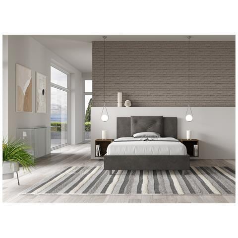 Letto Contenitore Imbottito 140x200 Microfibra Grigio Appia - Foto 2