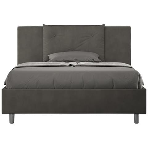 Letto Contenitore Imbottito 140x200 Microfibra Grigio Appia - Foto 1