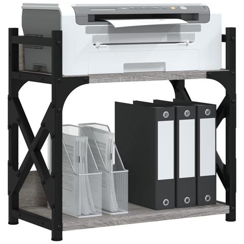 Supporto Stampante 2 Piani Grigio Sonoma 40x20x40cm Multistrato - Foto 3