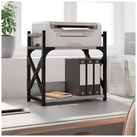 Supporto Stampante 2 Piani Grigio Sonoma 40x20x40cm Multistrato - Foto 1