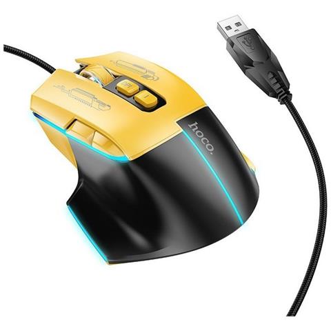 Professional Gaming Mouse A Filo Optical Gm31 3600 Dpi Yellow Black Led - Foto 1