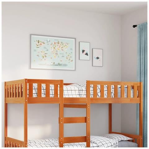Letto Bambini Senza Materasso Marrone Cera 90x200 Cm Legno Pino - Foto 1