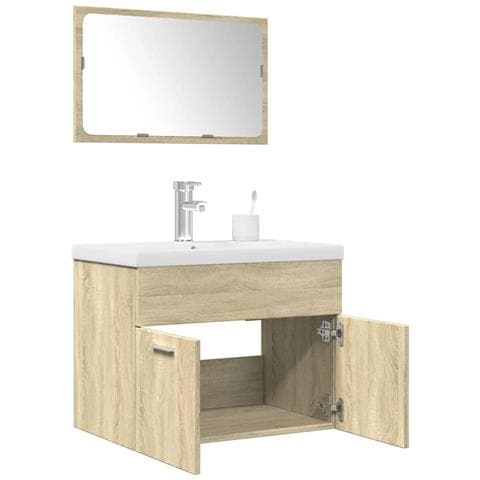Set Mobili Da Bagno 3 Pz Rovere Sonoma In Legno Multistrato - Foto 1