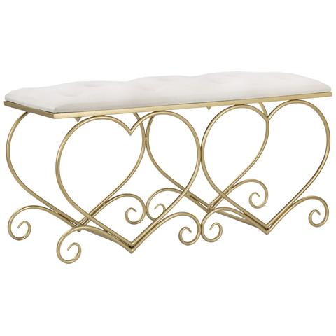 Panca Cuore 3 - Oro - Metallo - 105x37,5x51,5 Cm - Foto 1