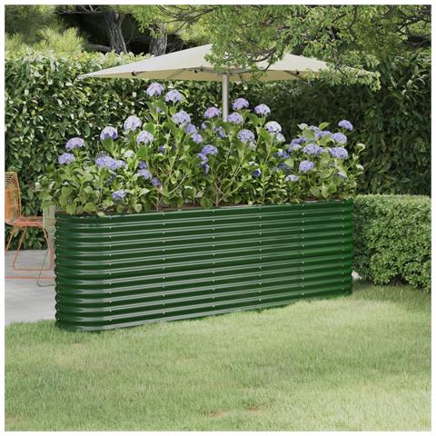 Letto Giardino Acciaio Verniciato A Polvere 224x40x68 Cm Verde - Foto 6