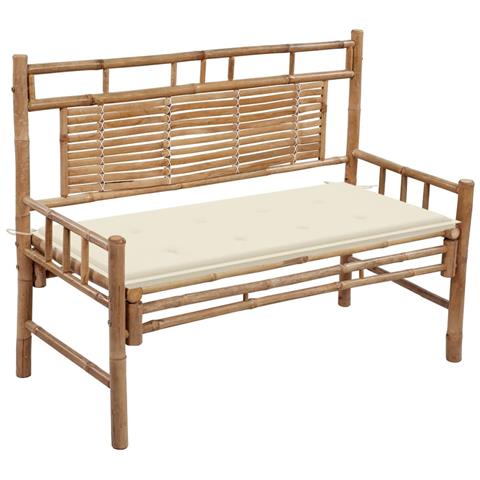 Lusso Casadino -  Panca Da Giardino Con Cuscino 120 Cm In Bambù - Foto 2