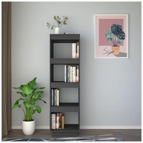 Libreria /divisorio Grigio 40x35x135 Cm In Massello Di Pino - Foto 2
