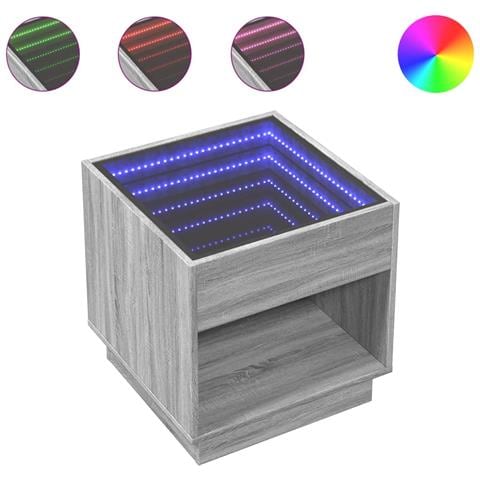 Tavolino da Salotto con LED Infinity Rovere Sonoma 50x50x50 cm - Foto 1