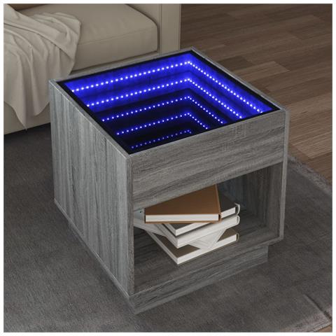 Tavolino da Salotto con LED Infinity Rovere Sonoma 50x50x50 cm - Foto 2