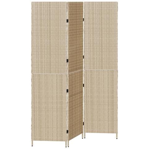 Paravento 3 Pannelli Pieghevole Beige 147x180 cm in Polyrattan - Foto 1