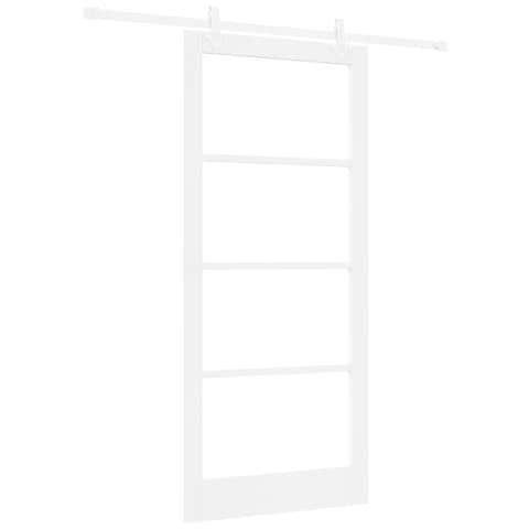 "Set Porta Scorrevole  con Hardware Bianco 93x211 cm Legno Massiccio di Pino, Porta Interna  con Vetro ""ORKDAL"" Bianca 93x211x4 cm" - Foto 1