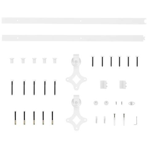 "Set Porta Scorrevole  con Hardware Bianco 93x211 cm Legno Massiccio di Pino, Porta Interna  con Vetro ""ORKDAL"" Bianca 93x211x4 cm" - Foto 9