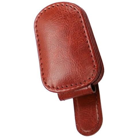 Clip Portaocchiali Da Sole In Pelle Pu Per Aletta Parasole Auto - Organizzatore Multifunzionale Per Occhiali E Biglietti Brown - Foto 1