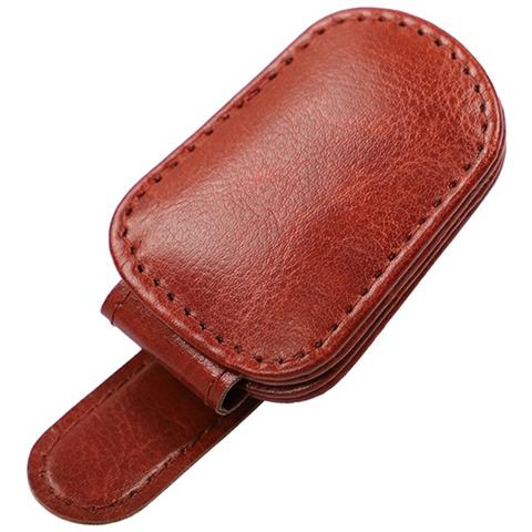 Clip Portaocchiali Da Sole In Pelle Pu Per Aletta Parasole Auto - Organizzatore Multifunzionale Per Occhiali E Biglietti Brown - Foto 2