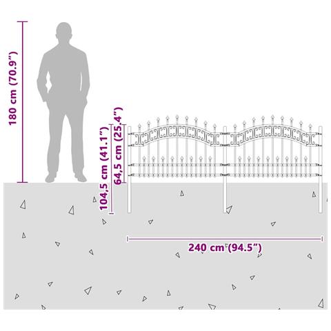 Recinzione da giardino Grigio 115 cm - Foto 6