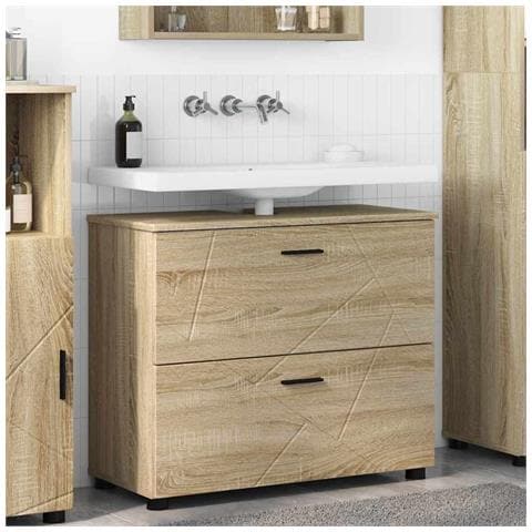 Mobile da Bagno con cassetto rovere sonoma 76.5 x 35 x 64 cm - Foto 2