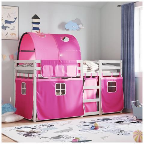 Letto a Castello senza Materasso Rosa 90x190 cm Legno di Pino - Foto 2