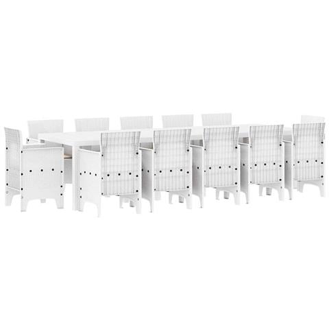 Set da Pranzo per Giardino 13 pcs Bianco e Grigio chiaro - Foto 1