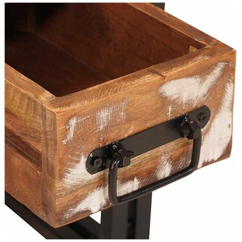 Tavolino 30 x 30 x 40 cm Legno massiccio recuperato e metallo - Foto 9